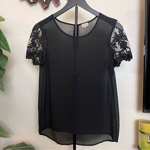 Elegant Black Lace Sleeve Blouse